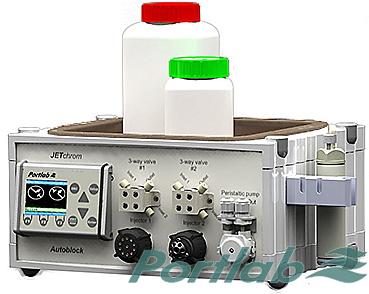 Автоблок-02/6.10.2 Джетхром, Устройство переключения поток совмещенное с колектором фракций - 10 (2 инжектора 6 портовых, 1кран 10 портовый, 2 трехходовых клапана)